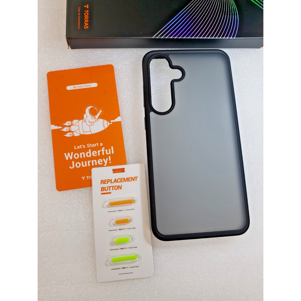 TORRAS Case for Samsung Galaxy S25 Plus. Frosted Matte Black. Button Replacement